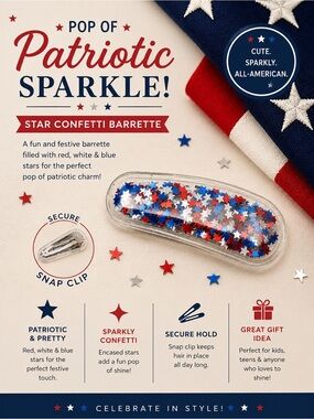 paparazzi Red White and Blue Star Confetti Barrette